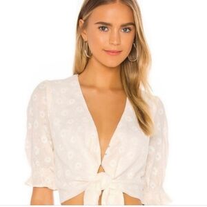 Show Me Your MuMu Cream Puff Sleeve Crop Blouse